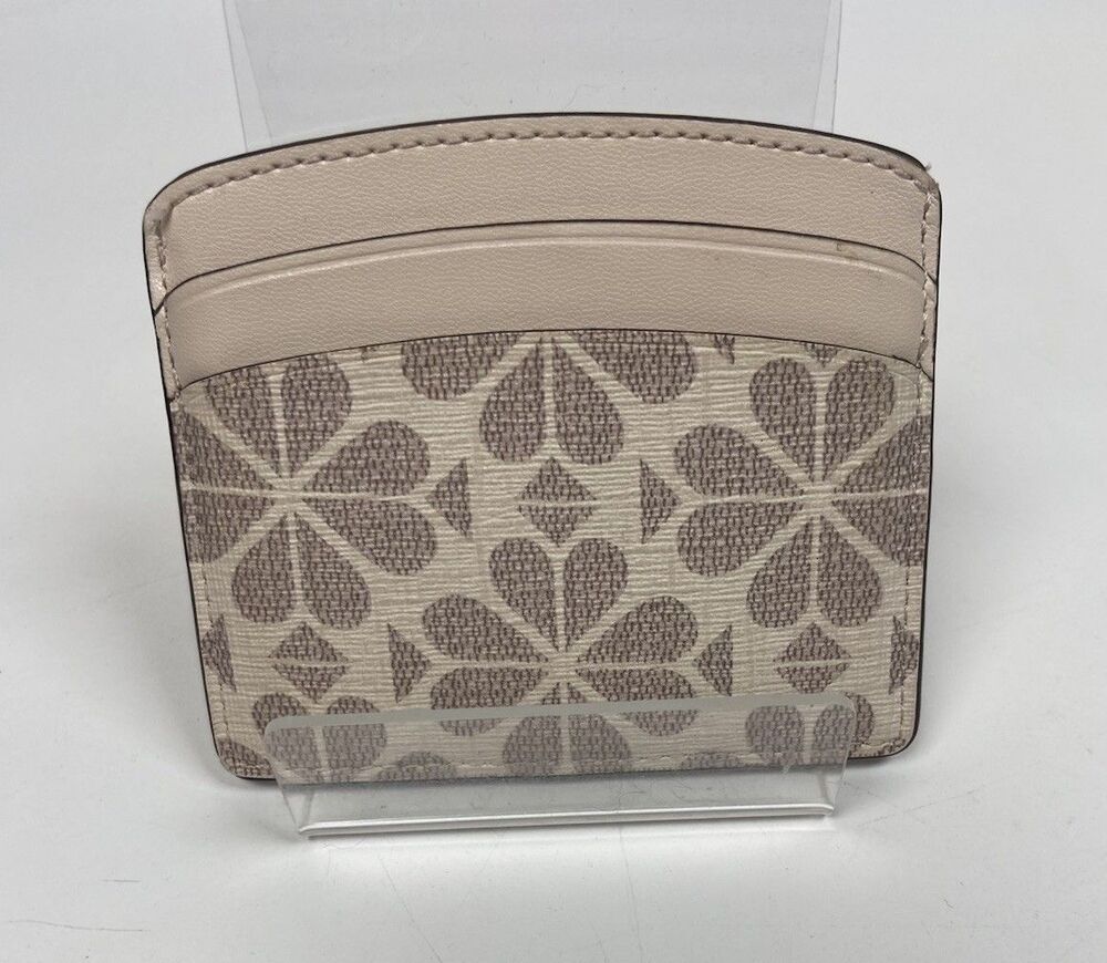 Kate Spade Signature Spade Flower Small Slim Card Holder Dark Beige - Picture 3 of 6